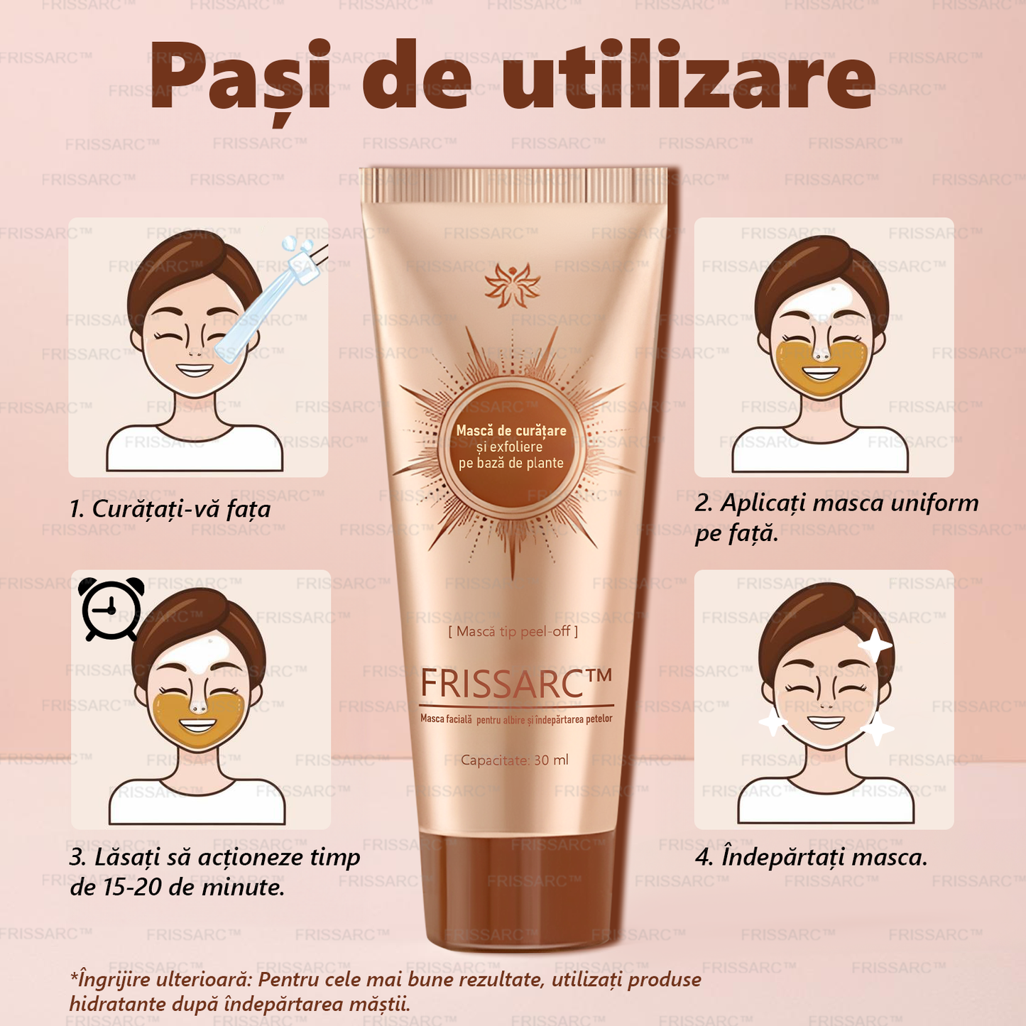 🎁FRISSARC™ masca facială pentru albire și îndepărtarea petelor –🍀Ingredientele naturale ajută la eliminarea eficientă și de durată a petelor pigmentare, petelor de vârstă, pistruilor și petelor solare.🎁